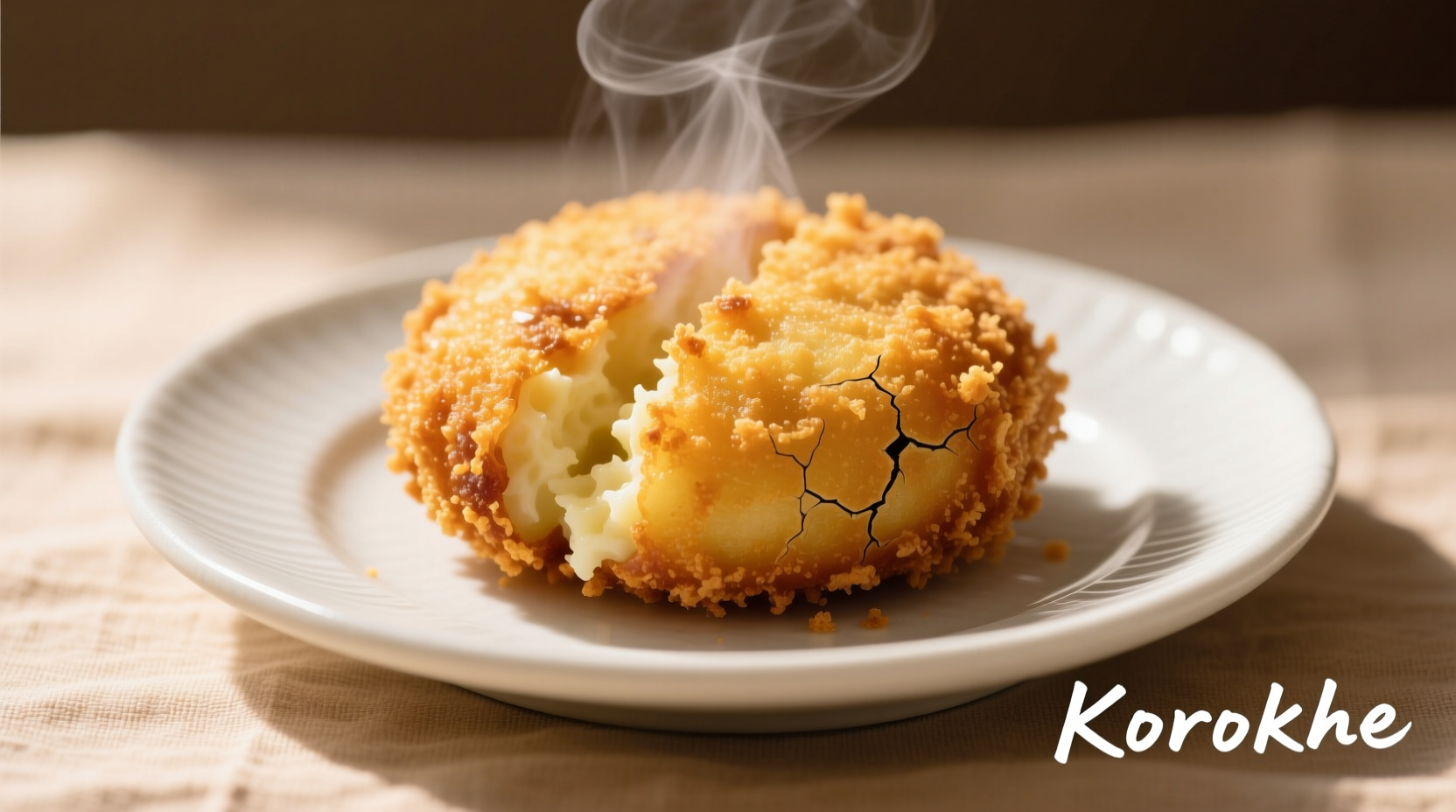Golden potato korokke with crispy panko coating