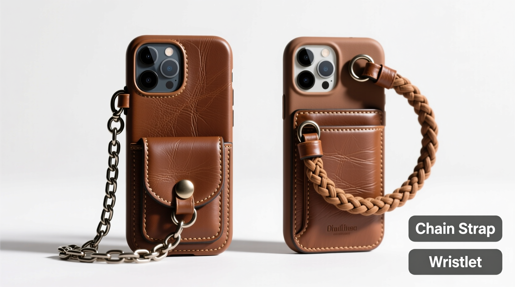 leather iphone case with a chain or wristlet which one is actually more secure for clumsy people