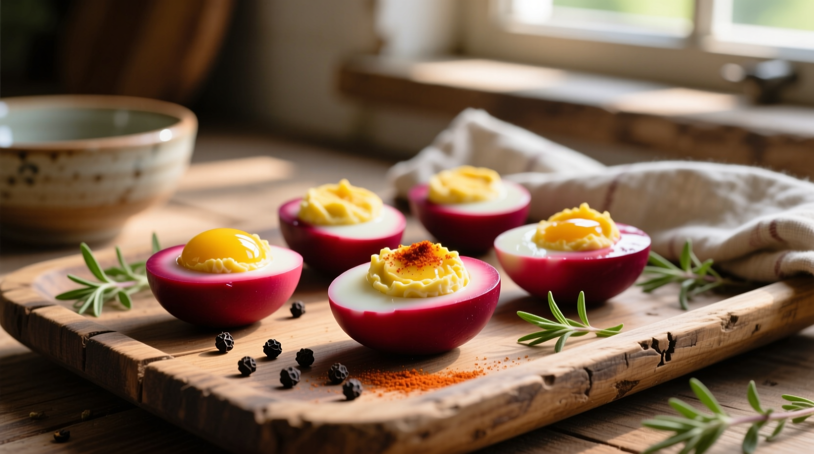 beet dyed deviled eggs