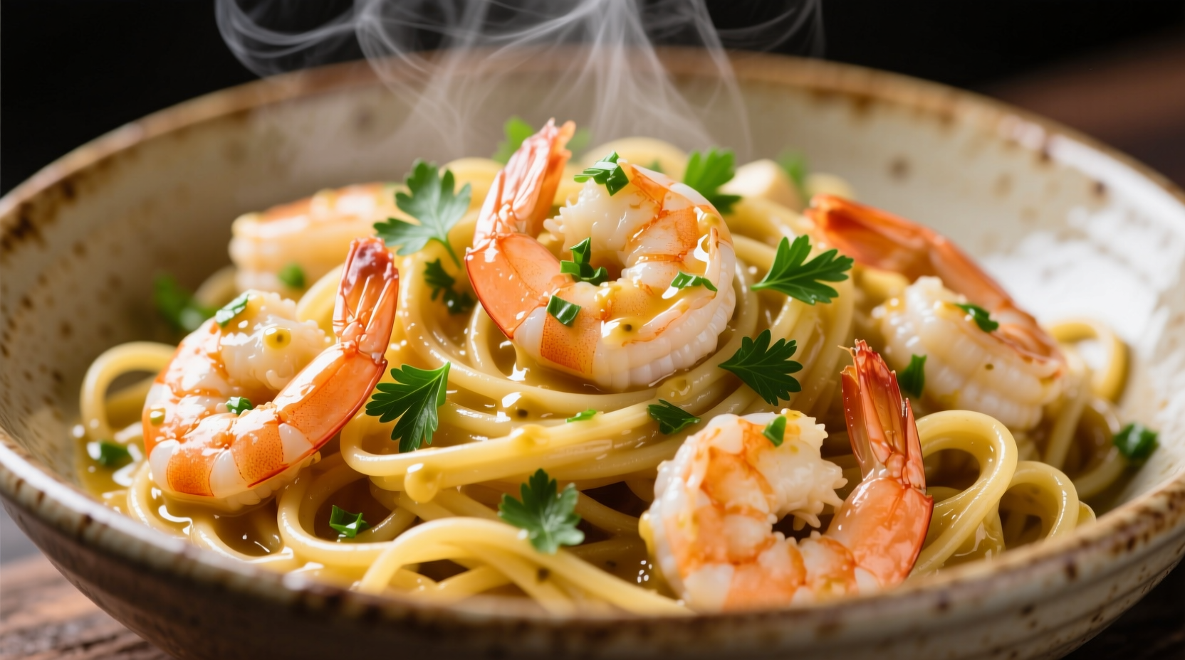 Perfect garlic shrimp pasta with fresh parsley