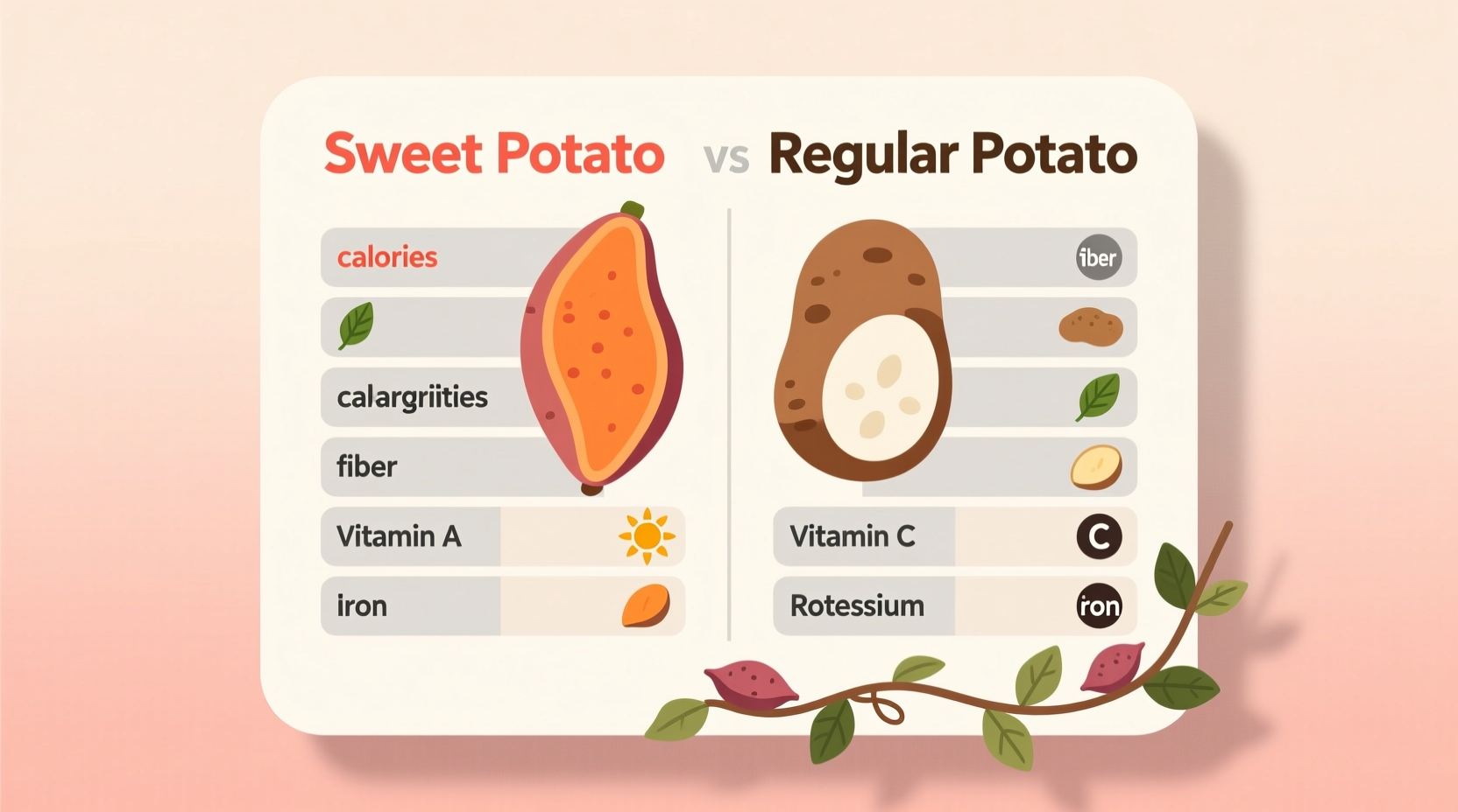 Sweet potato nutrition comparison chart