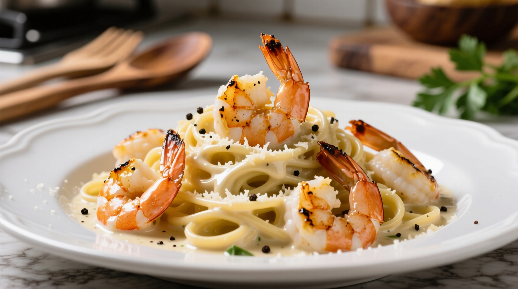 creamy garlic shrimp and pasta