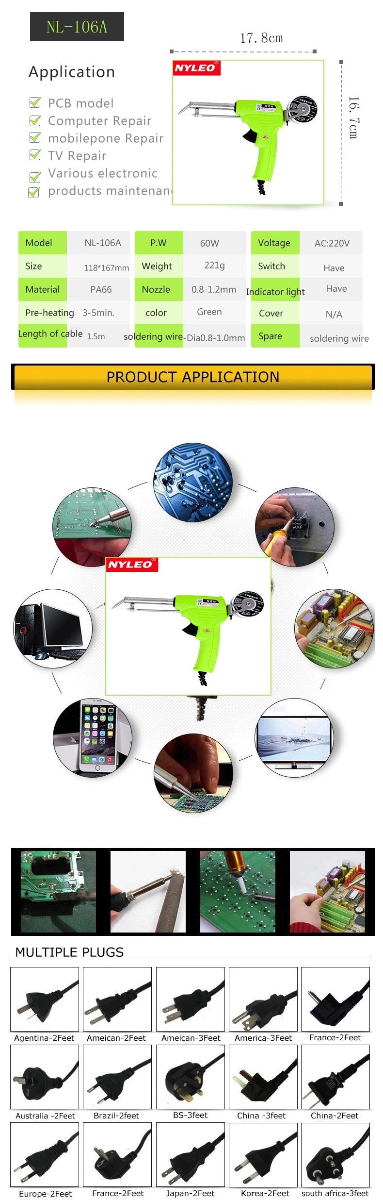 60w Handheld Internal Heating Automatically Send Tin Electrical Soldering Iron Gun