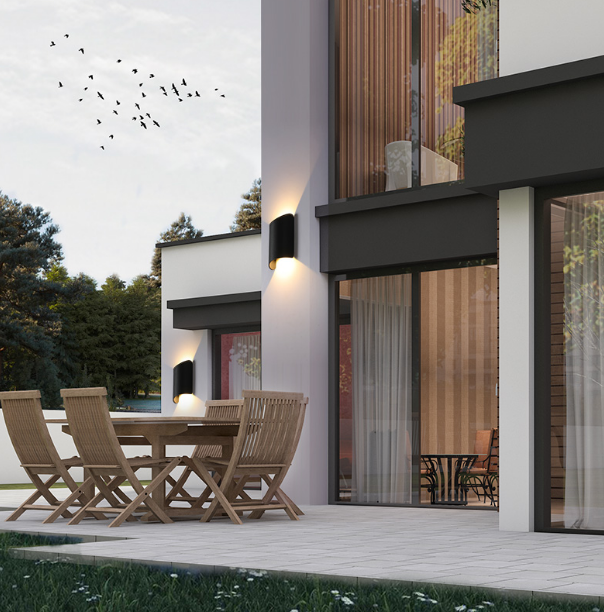 Modern 3000K warm light waterproof shell outdoor led round black aluminum wall lamp