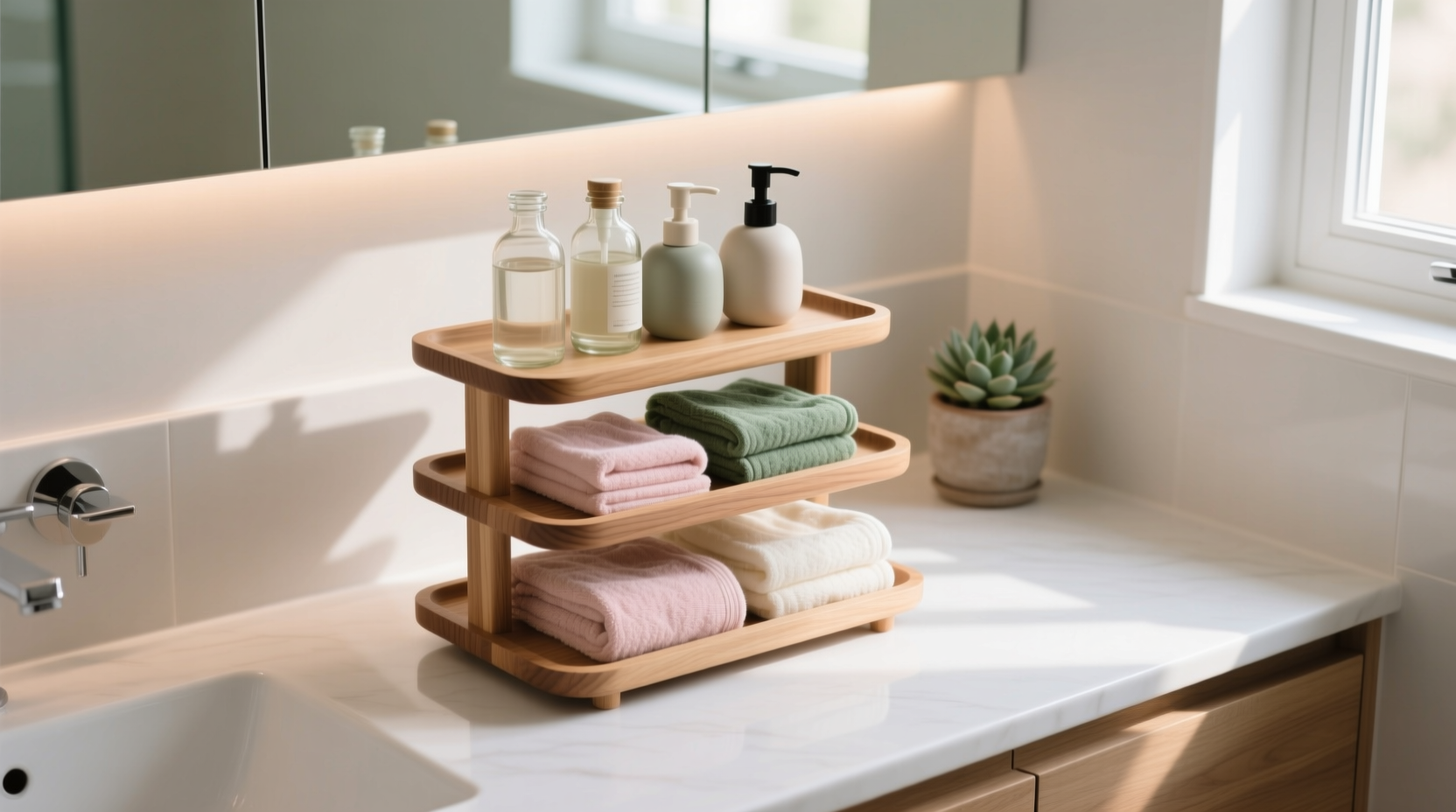 declutter your bathroom counter space with a diy tiered