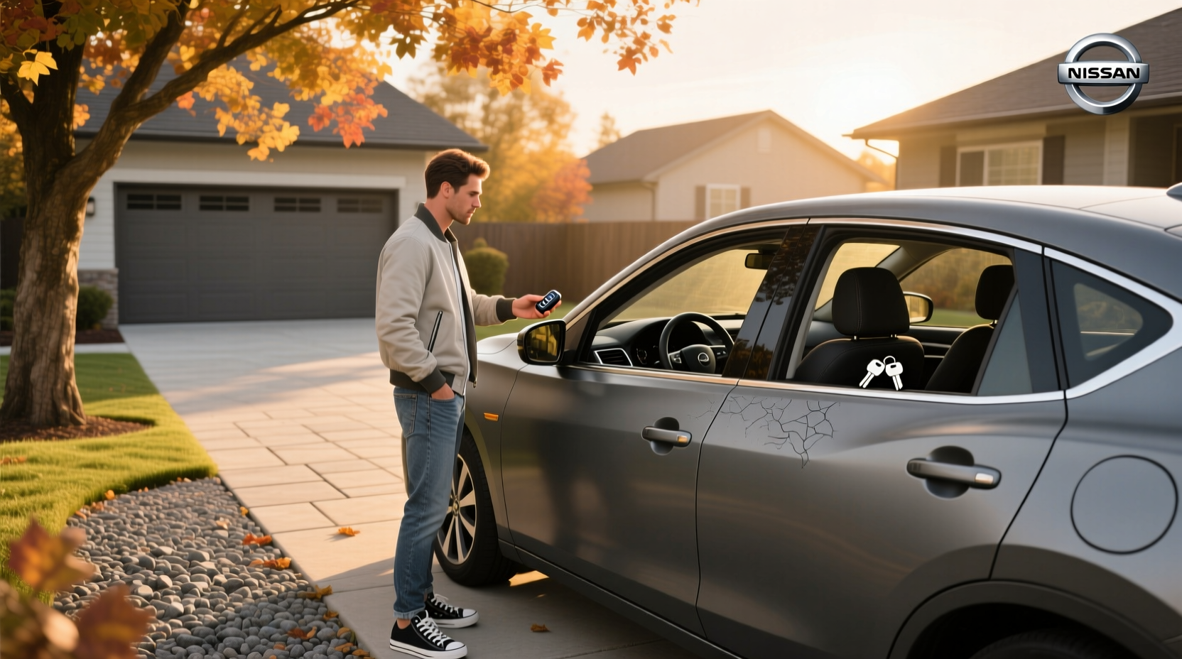 how to unlock nissan with keys inside the car