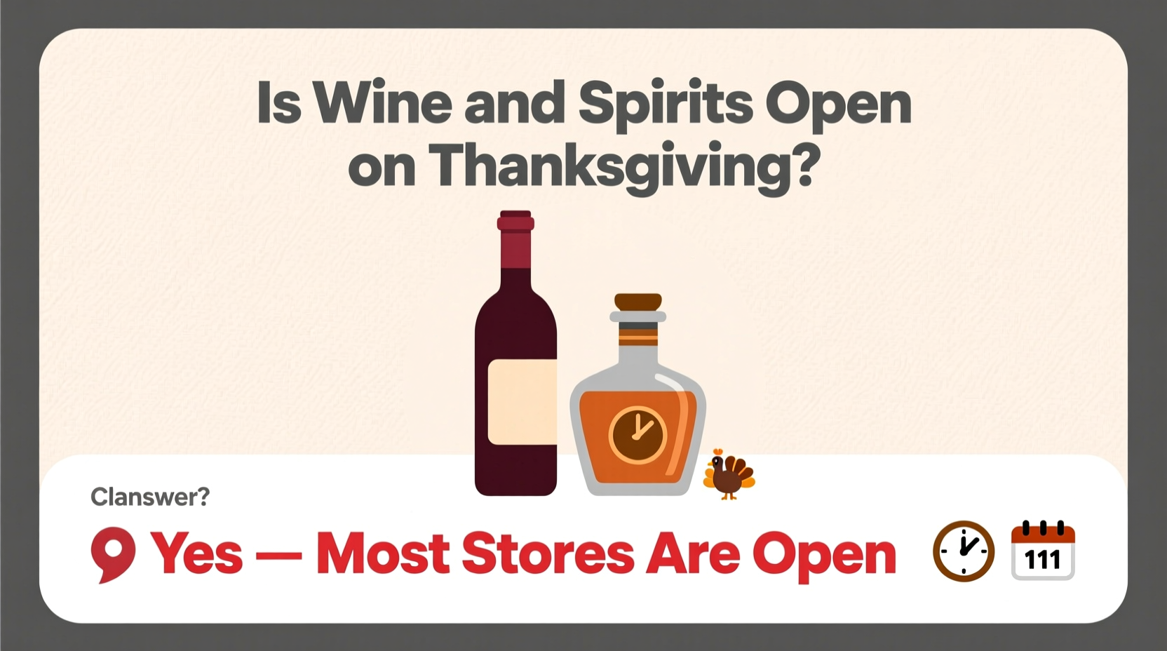 is wine and spirits open on thanksgiving