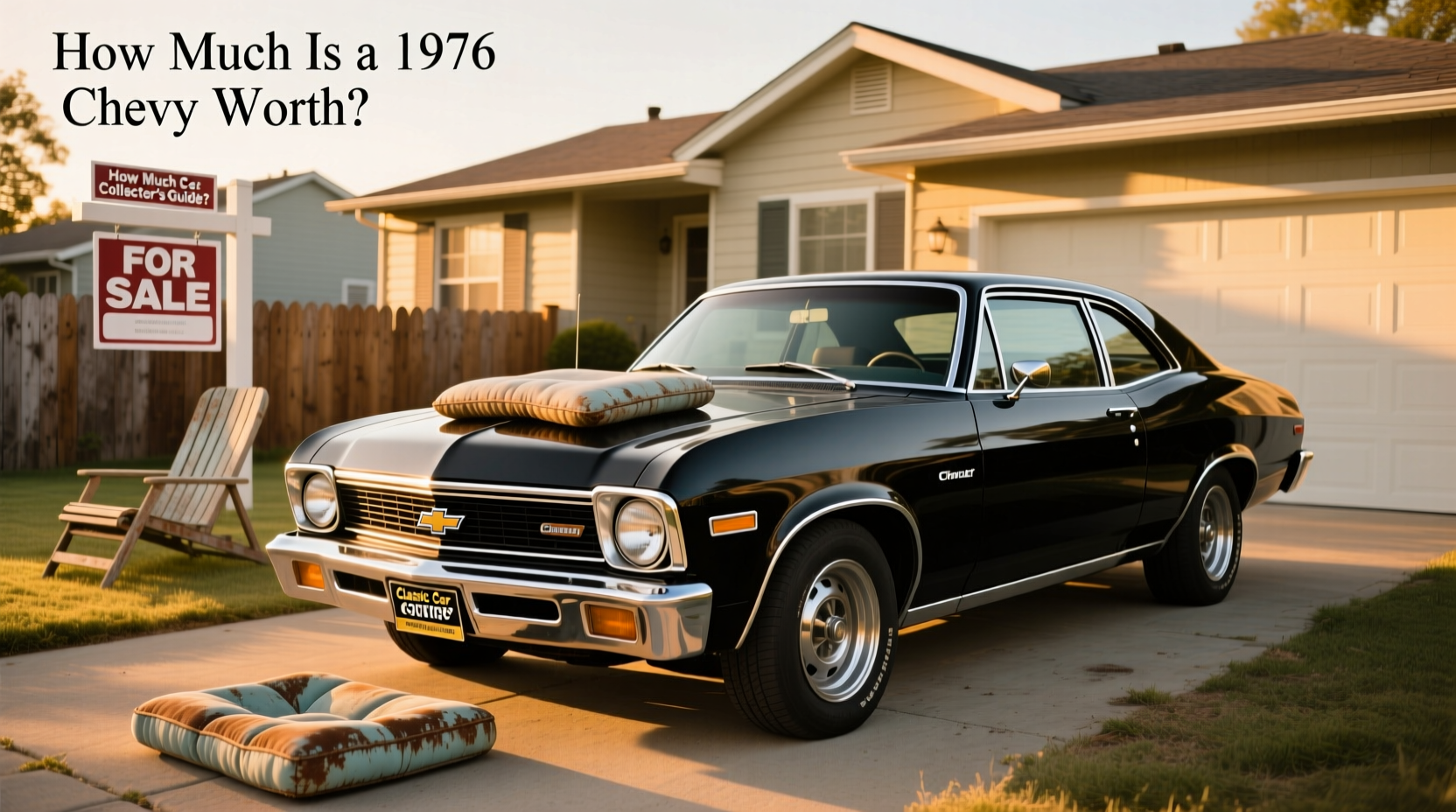 1976 Chevy Nova hatchback parked outdoors showing front grille and wheel design