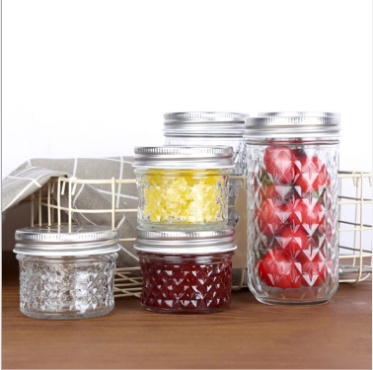 Wholesales Factory Price Glass Jar With Metal Cover/Glass Storage Jar With 2 Part Lid Top Glass