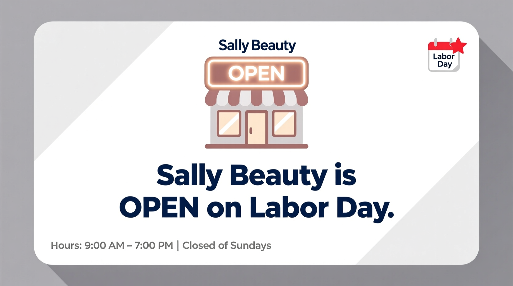 is sally beauty open on labor day