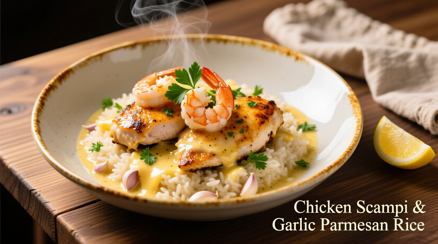 Perfect Chicken Scampi with Garlic Parmesan Rice Recipe