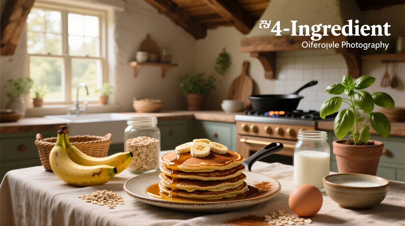 4 ingredient banana oat pancakes