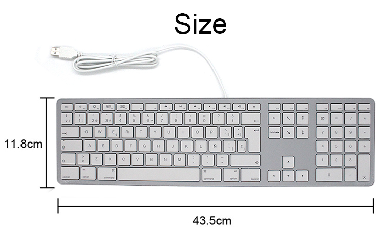 In stock 109 keys ABS standard portable wired spanish keyboard