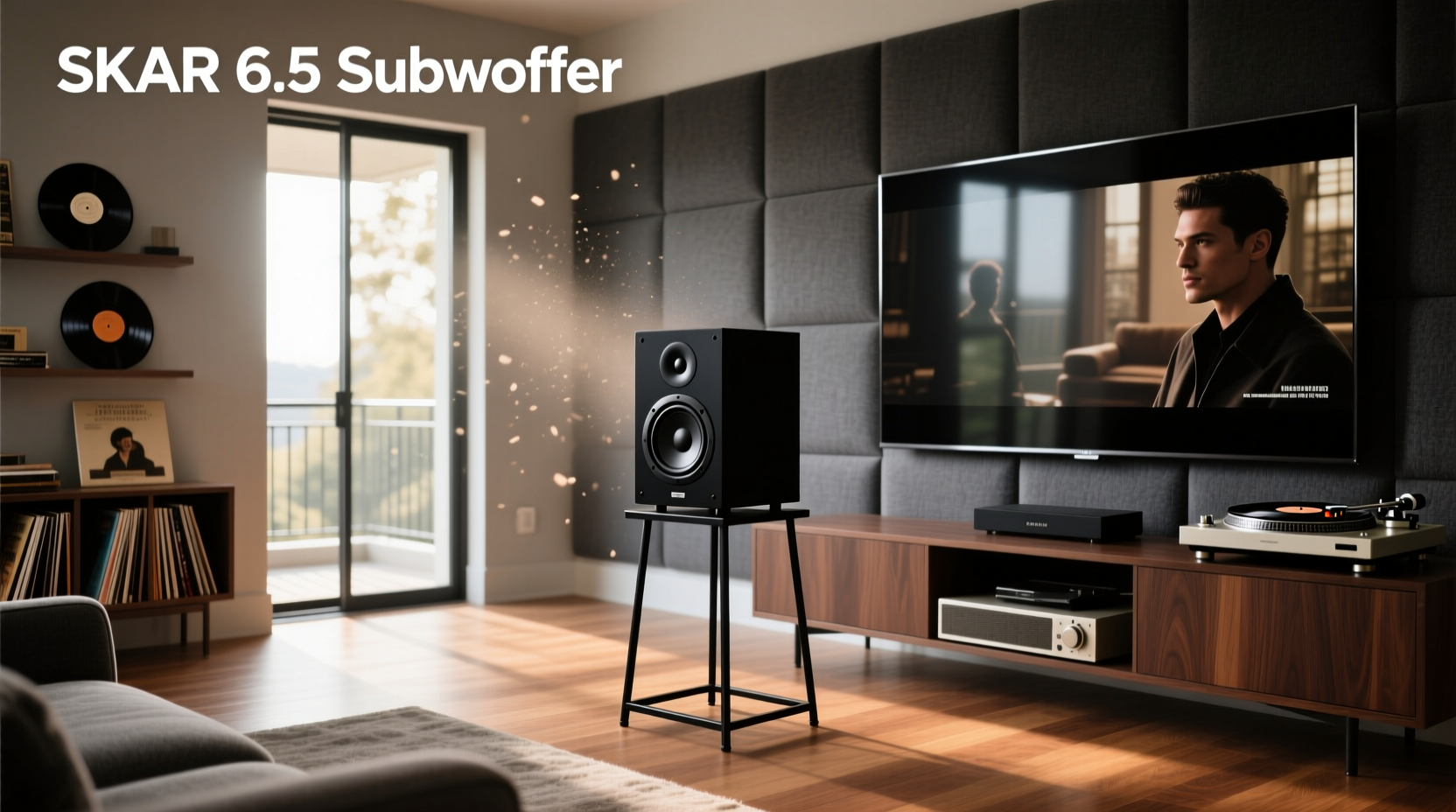 Skar 6.5 inch subwoofer mounted in a compact ported enclosure