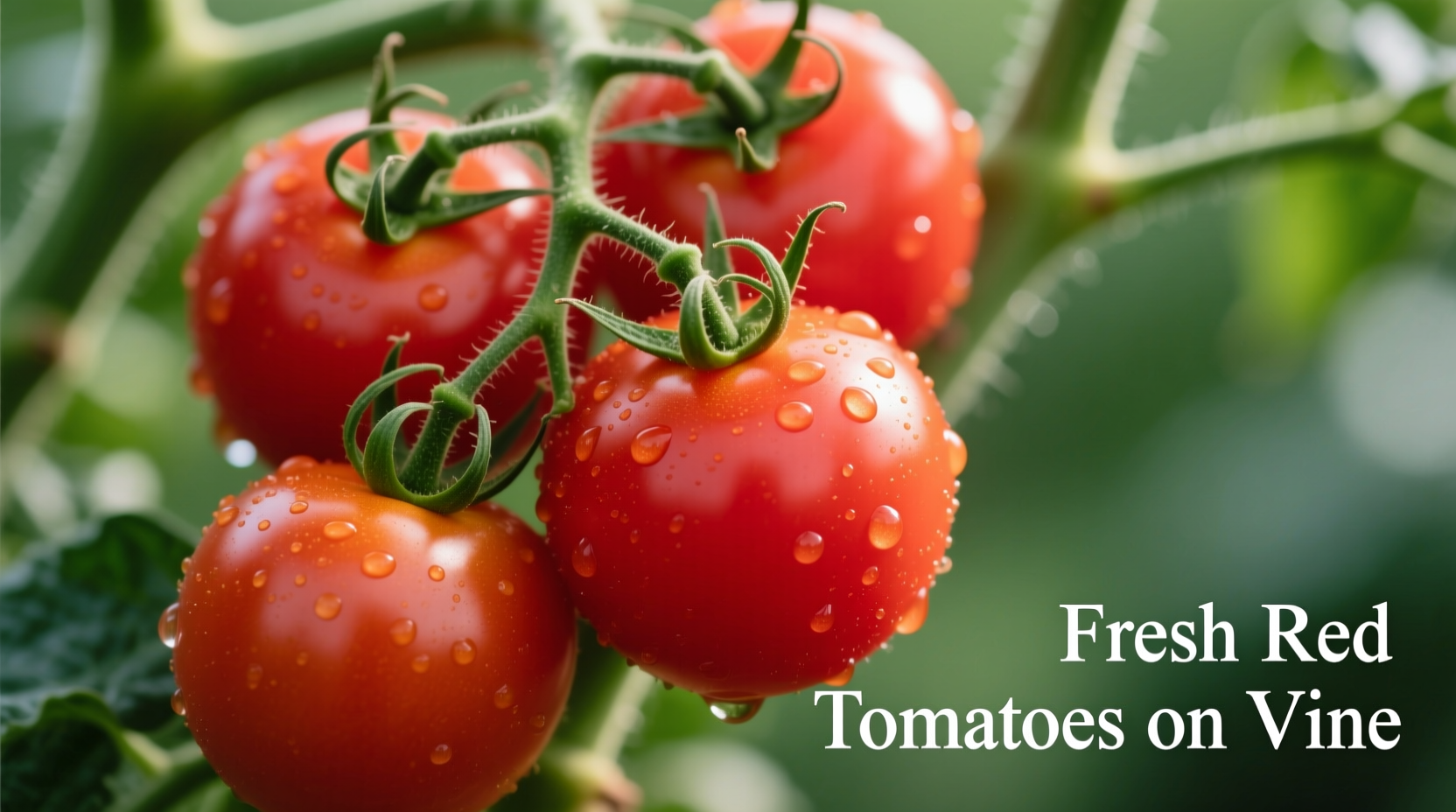 Fresh red tomatoes on vine with correct spelling