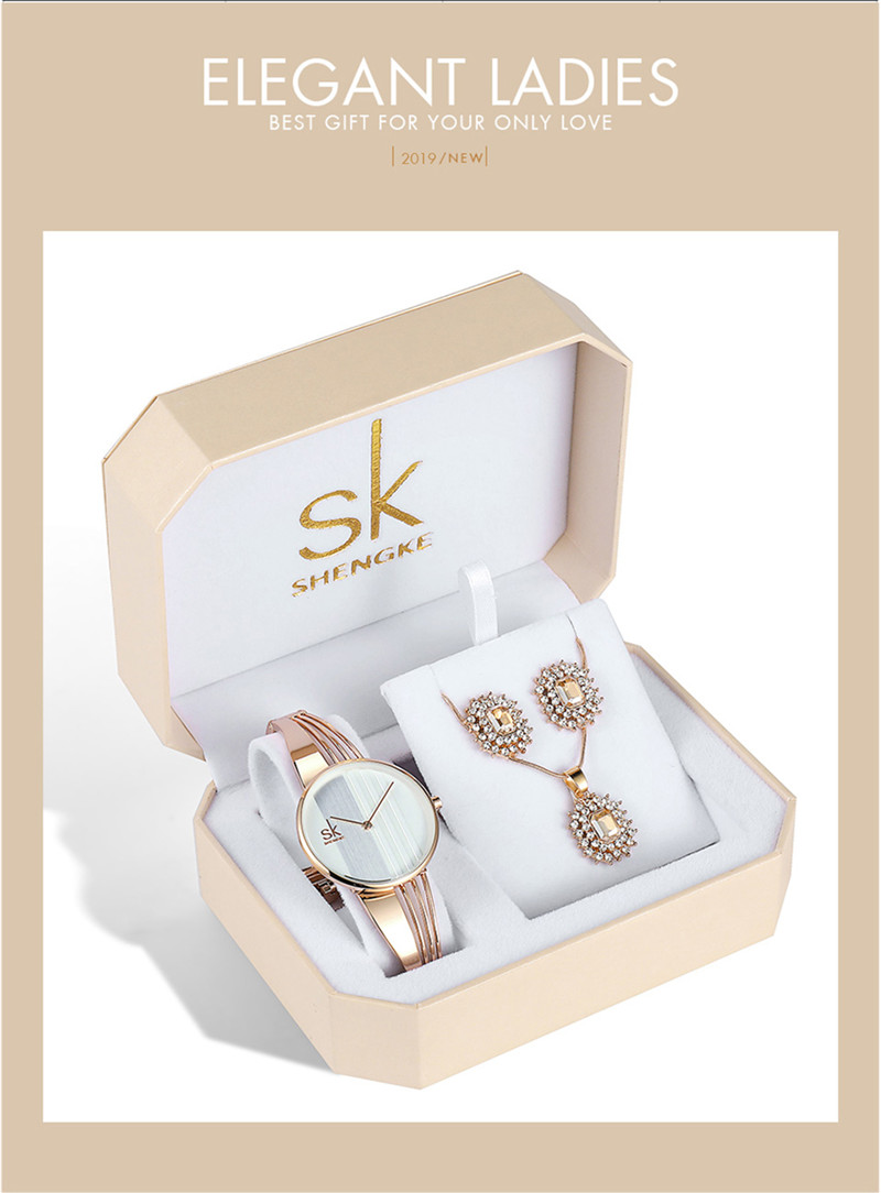 Luxury Women's Watch Bracelet Necklace Set for Valentine's