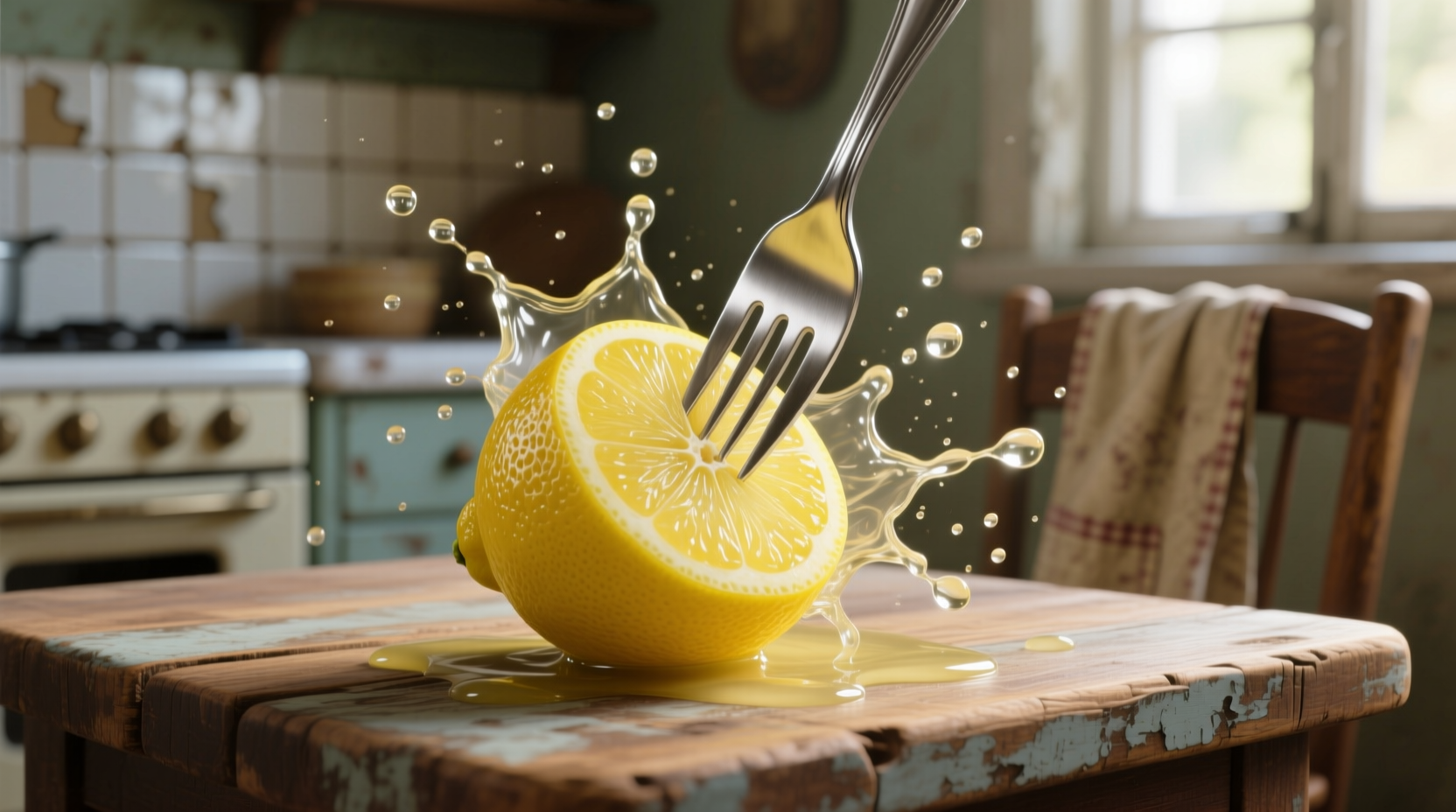 stick a fork in a lemon to squeeze out more juice