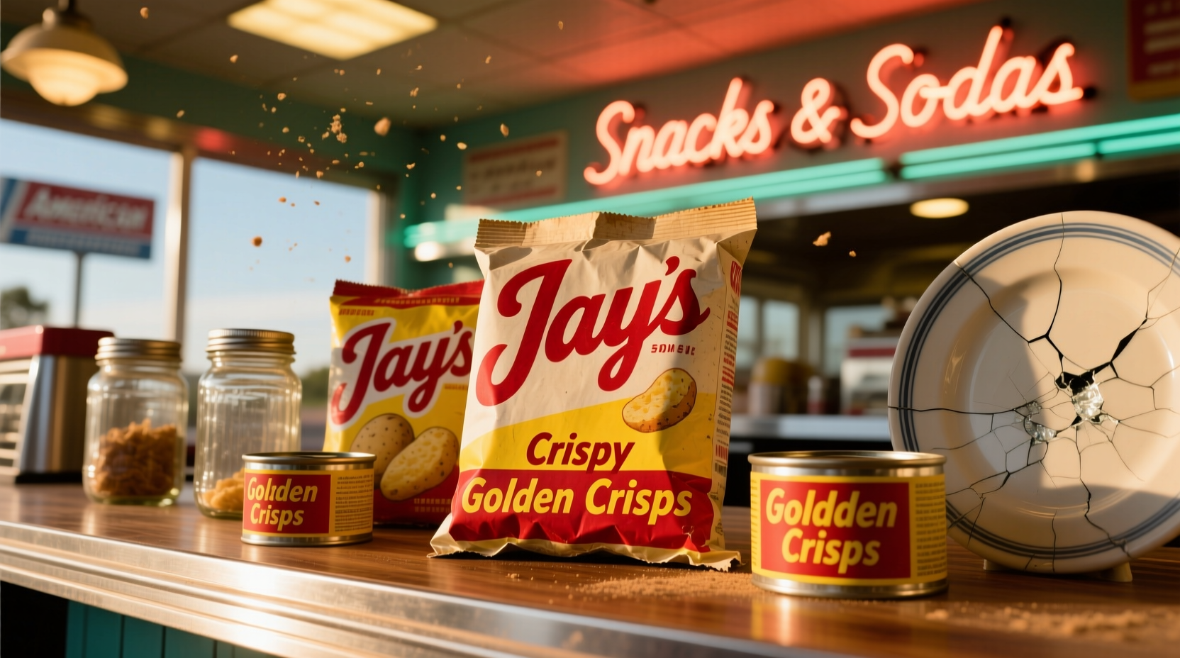 Vintage Jays Potato Chips packaging display