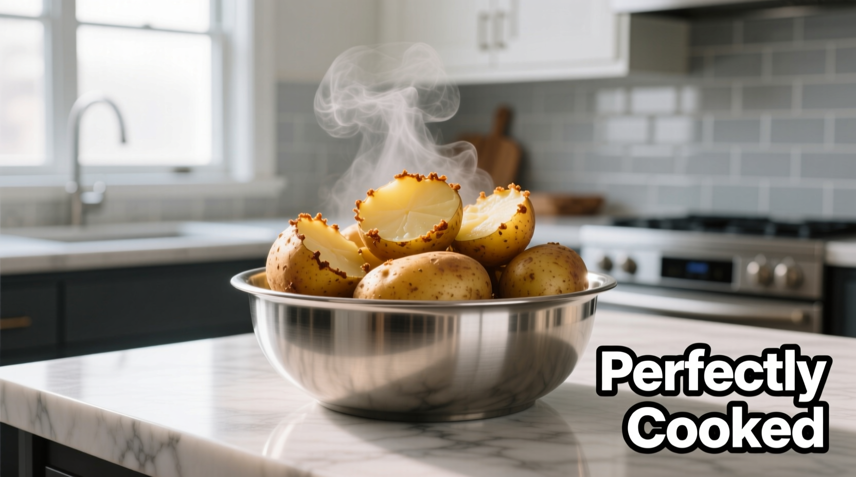 Perfectly cooked instant pot potatoes in stainless steel bowl
