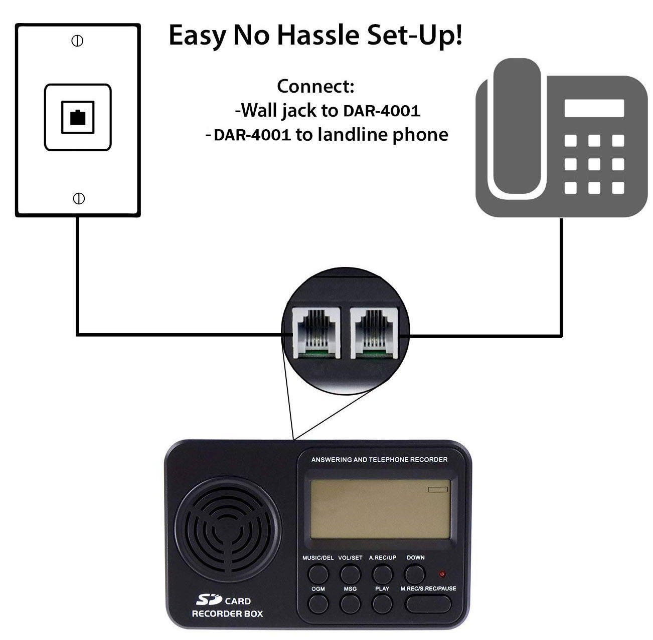 Digital integrado grabadora de teléfono con contestador automático
