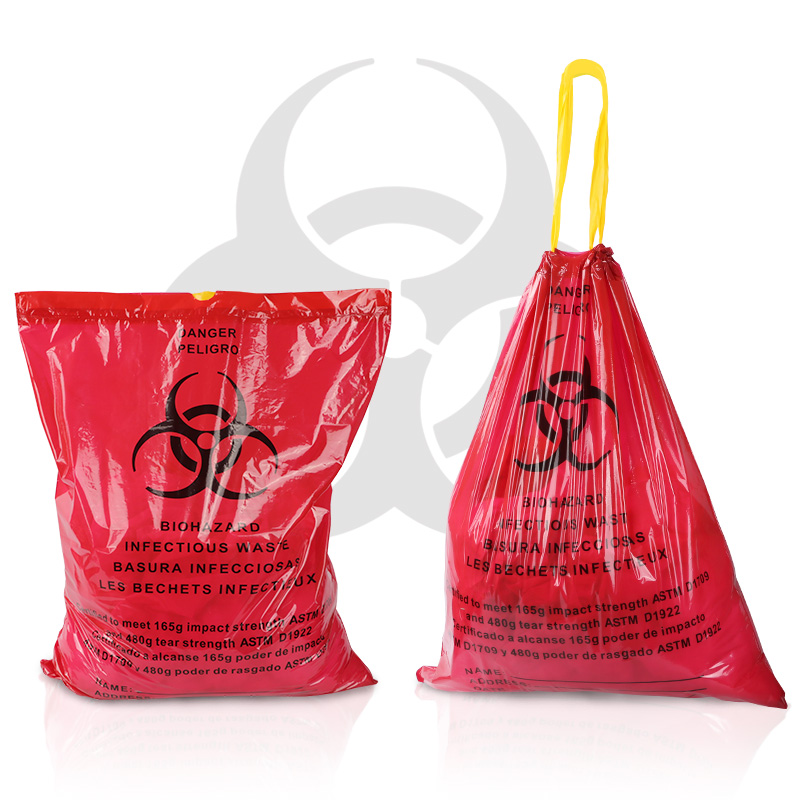 Factory Supplier Red Biohazard Disposable Waste Bag for Medical infectious waste