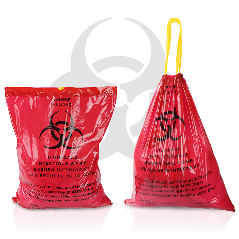 Bolso inútil disponible del Biohazard rojo del proveedor de la fábrica para la basura infecciosa médica