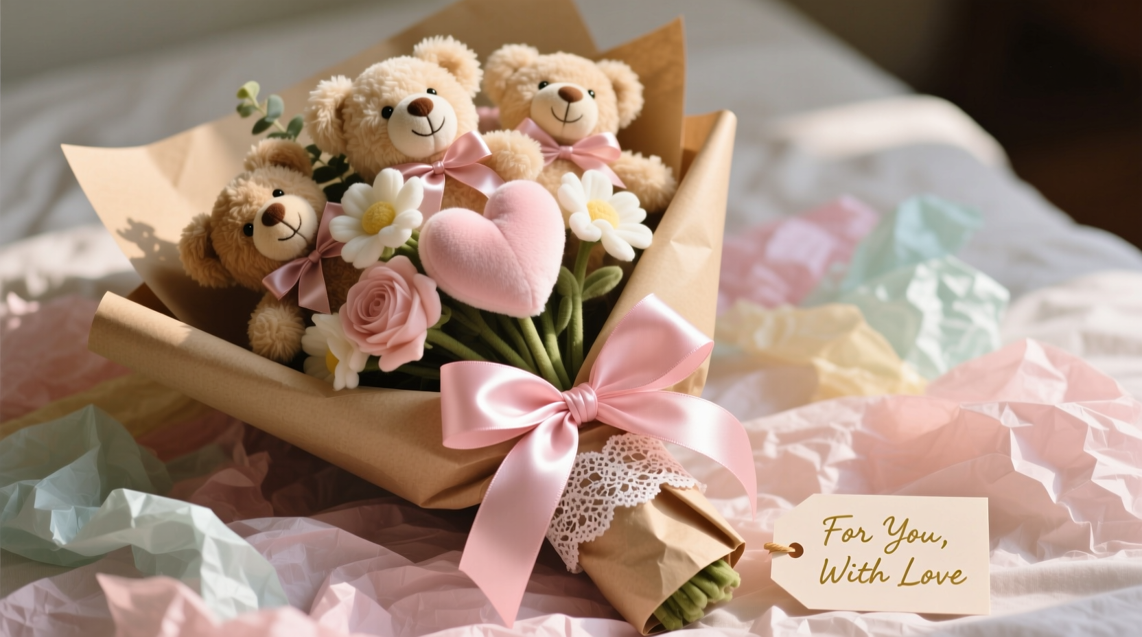 step by step guide to wrapping a plush bouquet for a beautiful gift presentation