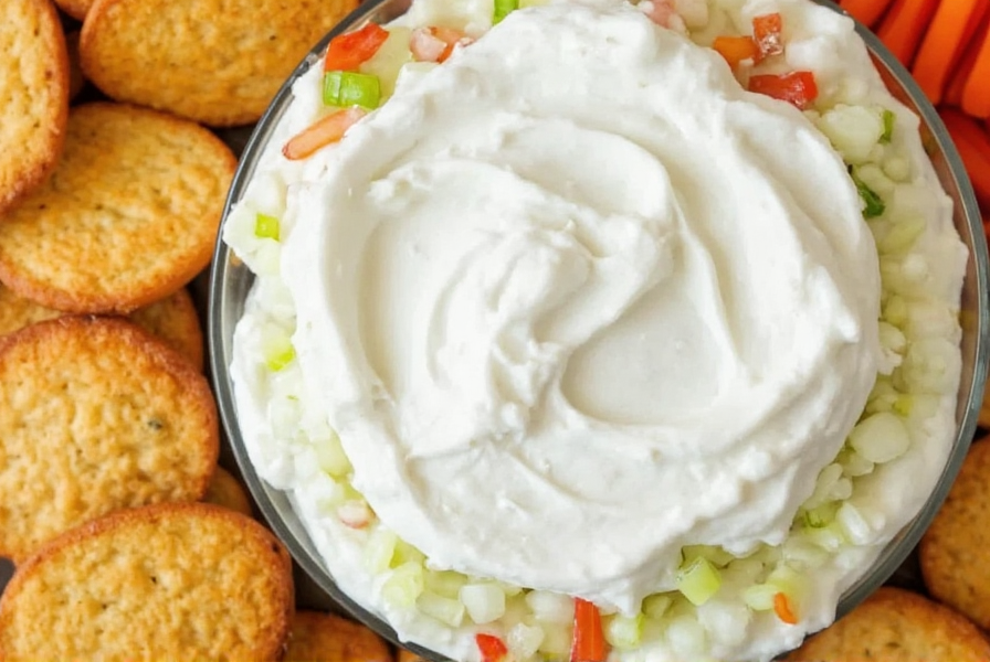 Sauce ranch servie avec des légumes et des chips