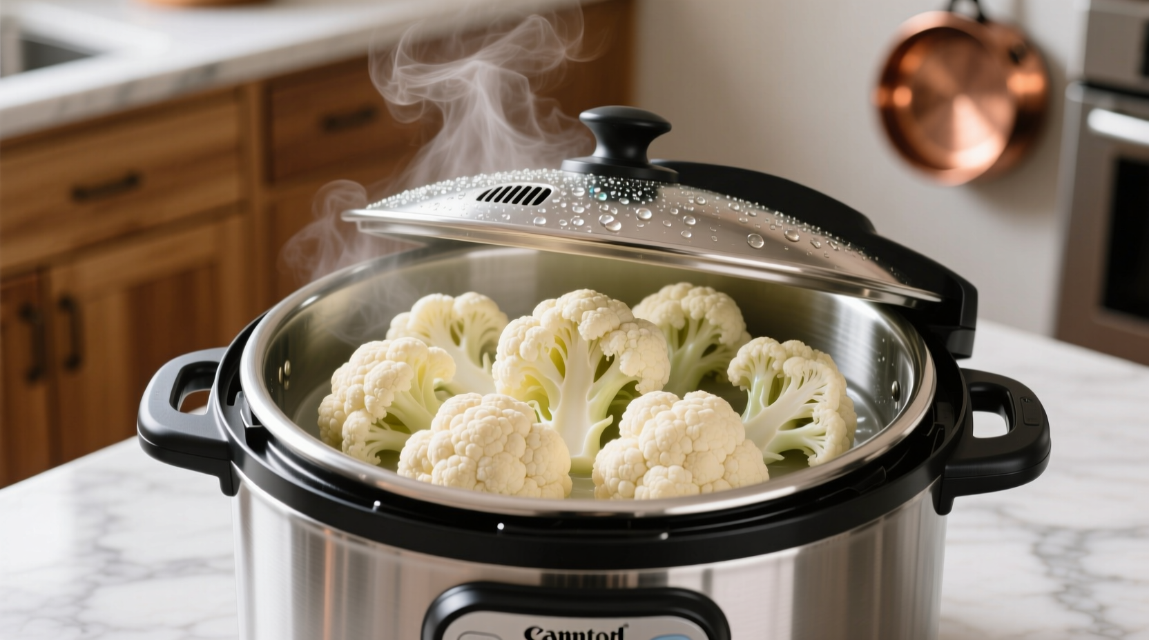 Perfectly steamed cauliflower florets in Instant Pot