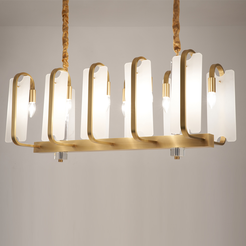 Brass Indoor Fancy Design Sumptuous Style Pendant Chandelier Acrylic Lamps Modern Luxury Living Room Decor Restaurant Lighting