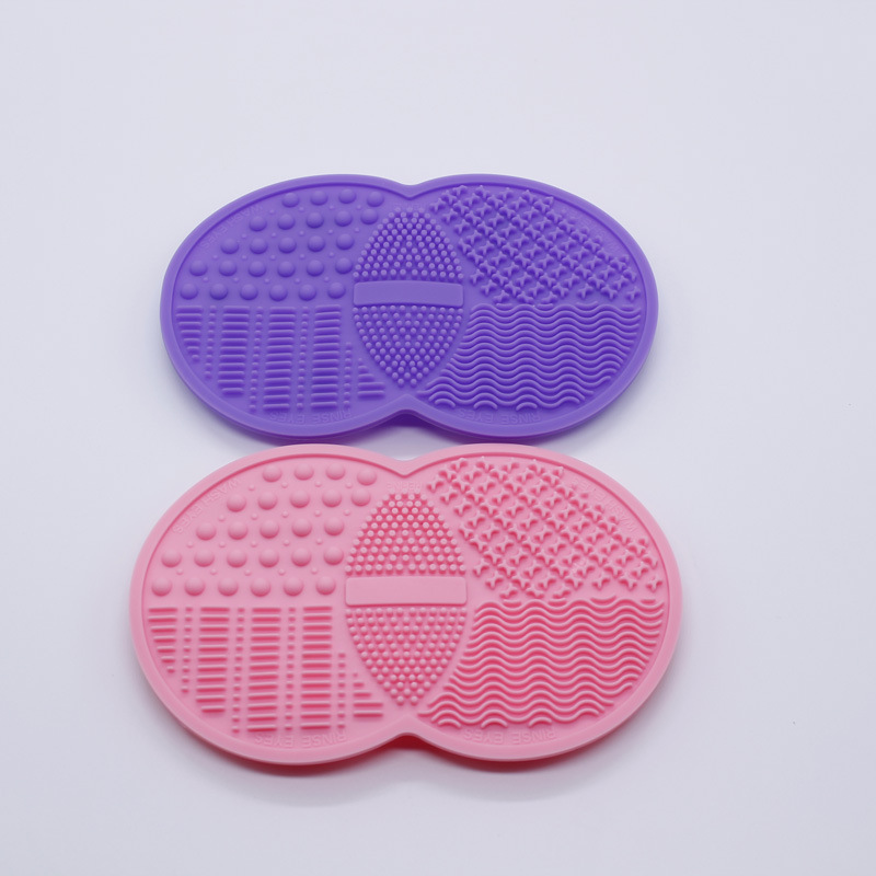 Silicone two circles shapes brush cleaner private label makeup brush cleaner pink orange black