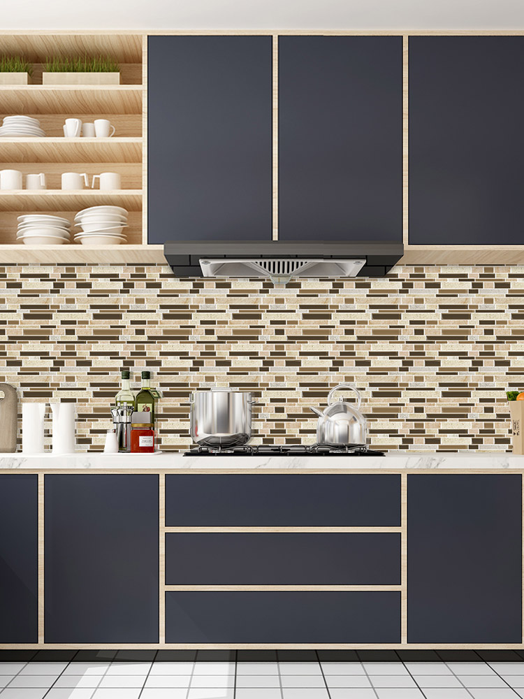 Brown rectangular crystal epoxy wall stickers DIY self-adhesive wallpaper 3D waterproof hot Amazon wallpaper wall paper