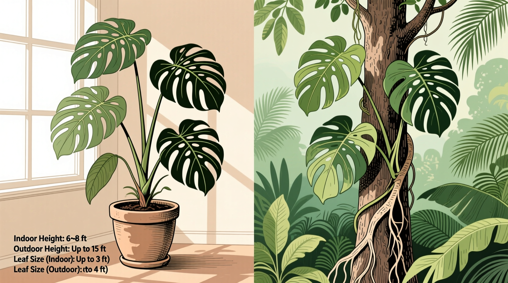 How Big Can a Monstera Get? Indoor & Outdoor Sizes