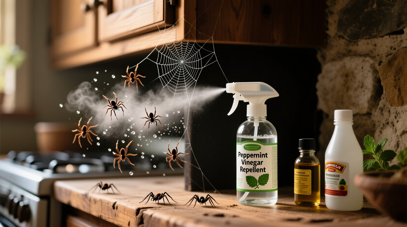 deter spiders with peppermint oil and vinegar