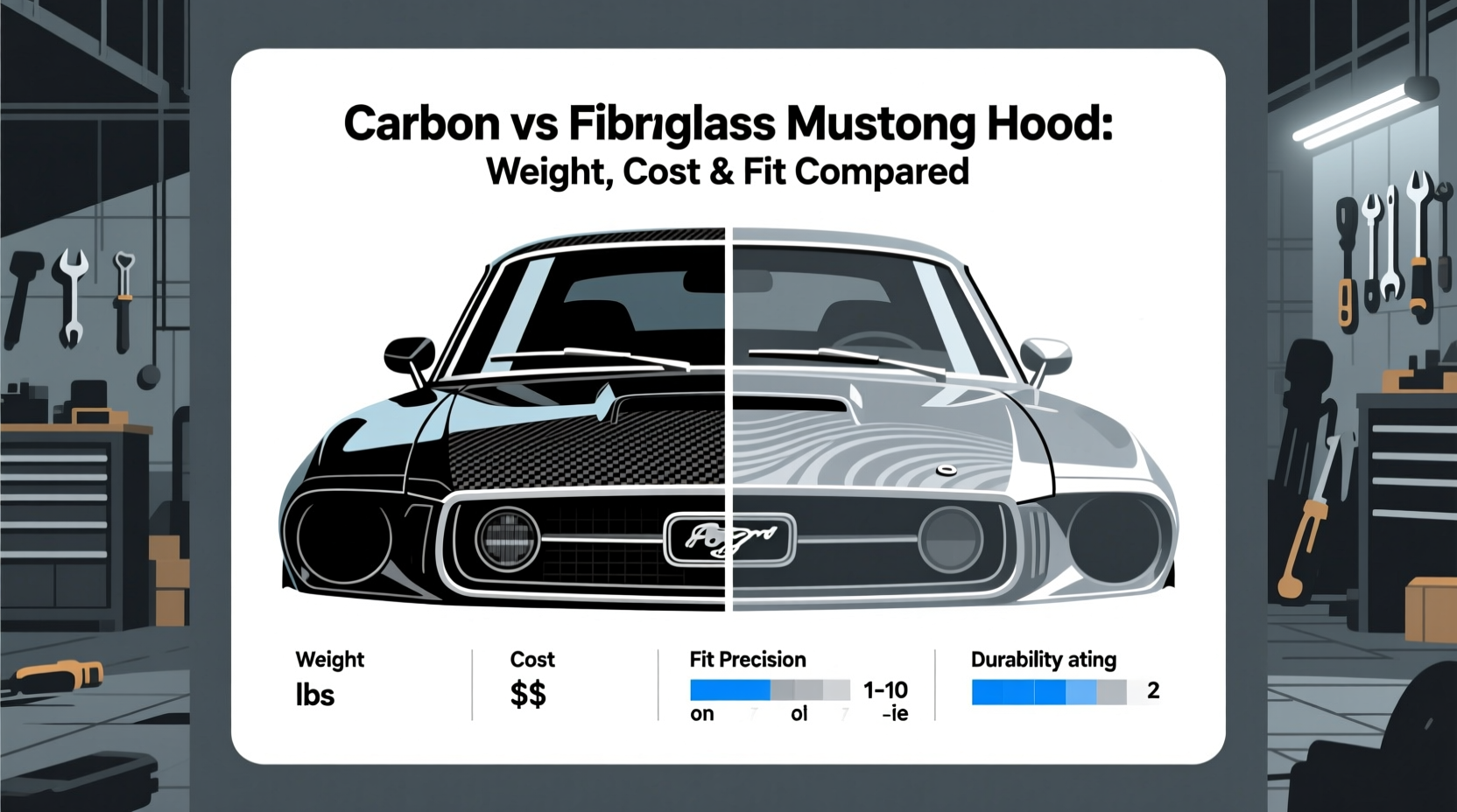carbon vs fiberglass mustang hood