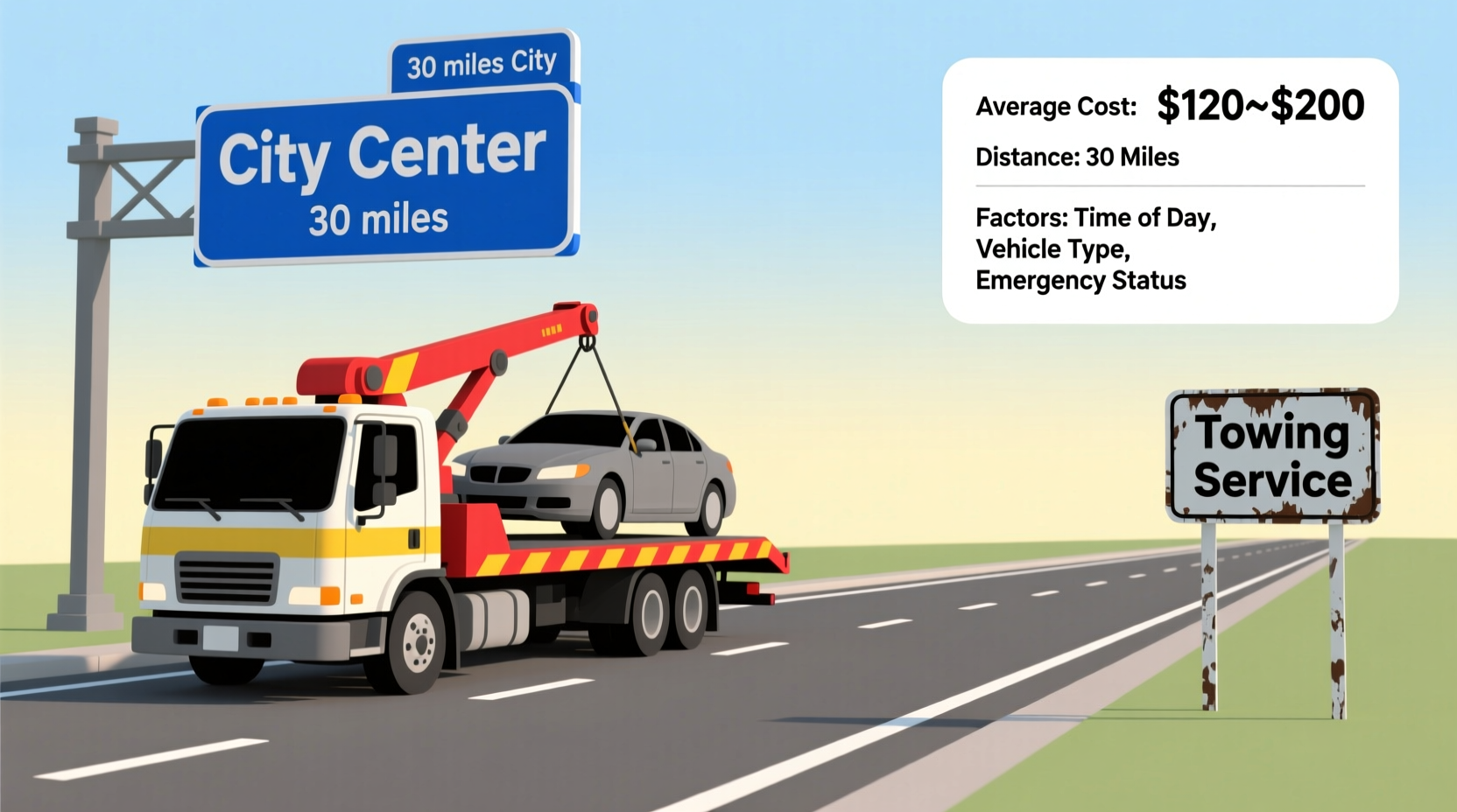 how much to tow a car 30 miles