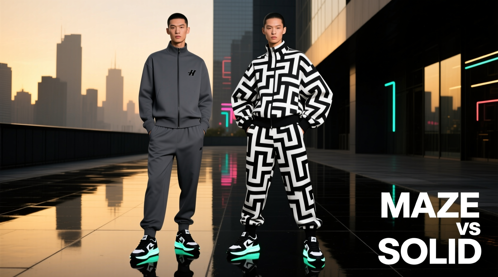 maze pattern vs solid tracksuit which one makes you look more stylish