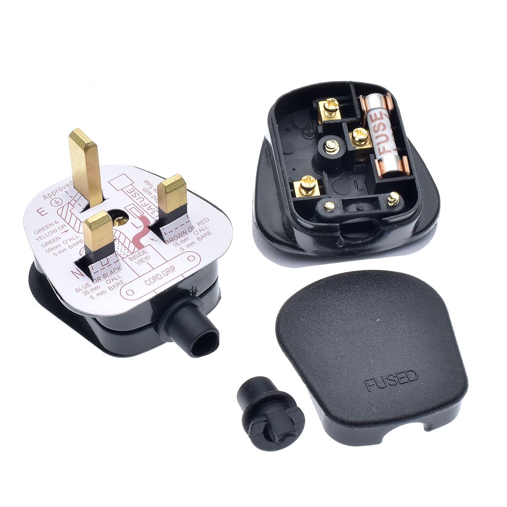 高品质黑色/白色3针英国电源顶部插头13a电器电源插座保险丝适配器