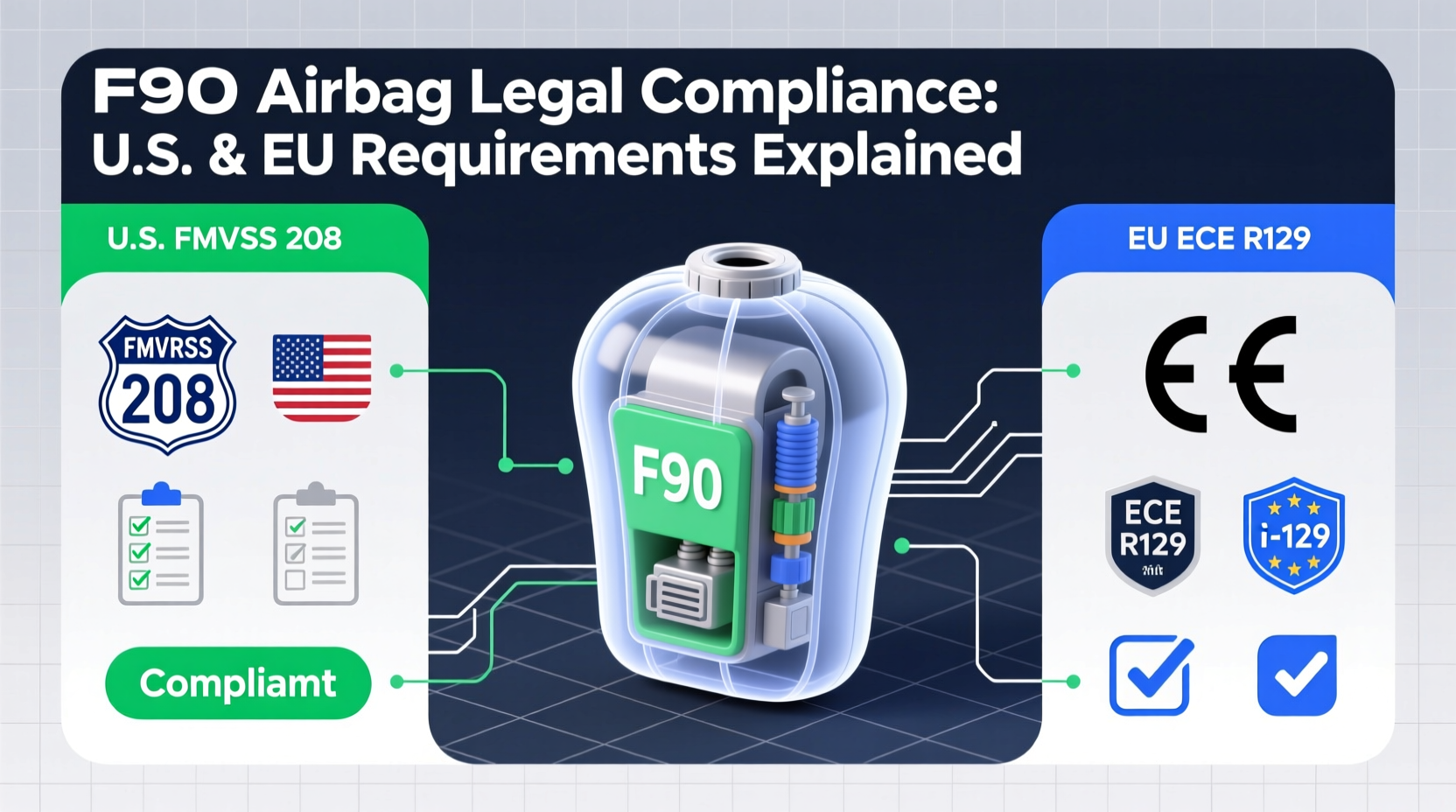 f90 airbag legal compliance