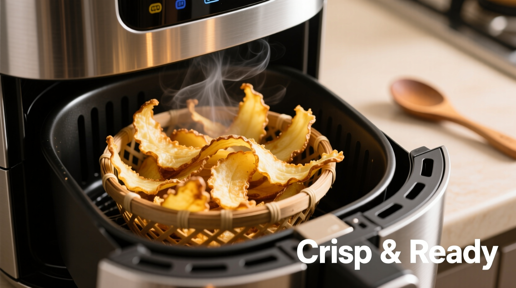 Potato peelings crisping in air fryer