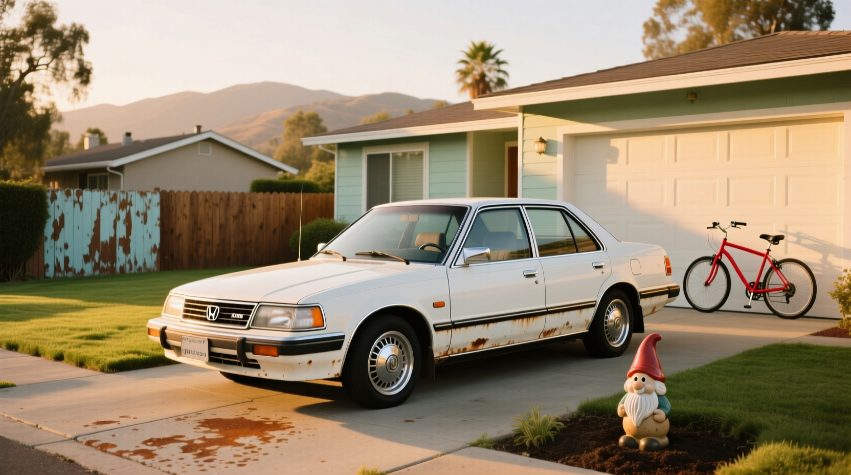 Side view of 1986 Honda Accord LXi hatchback showing rear hatch and alloy wheels