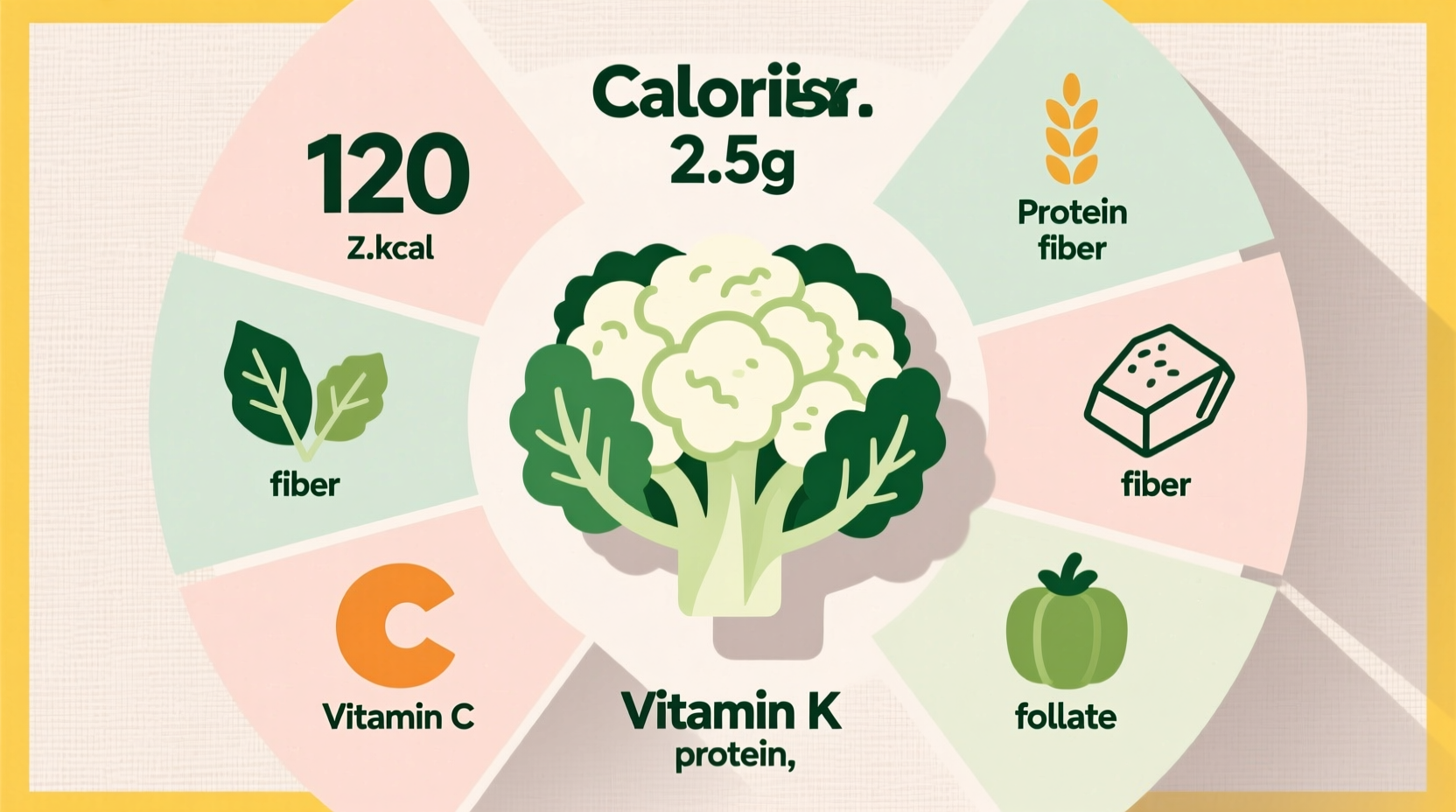 Cauliflower nutrition facts comparison chart