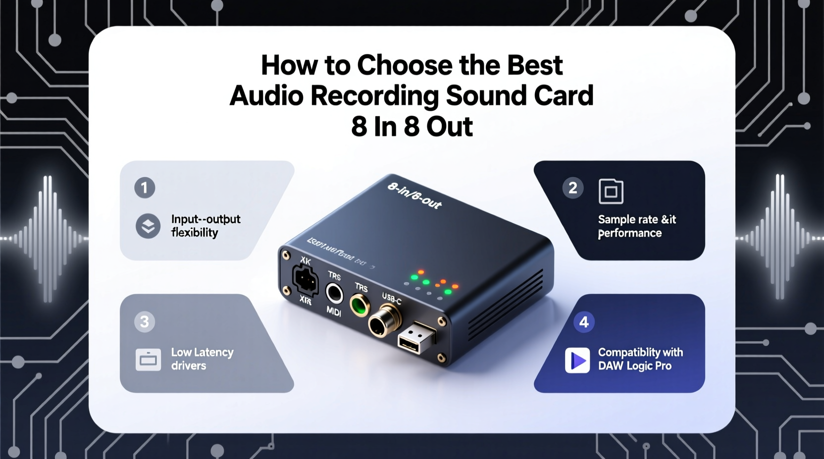 audio recording sound card 8 in 8 out