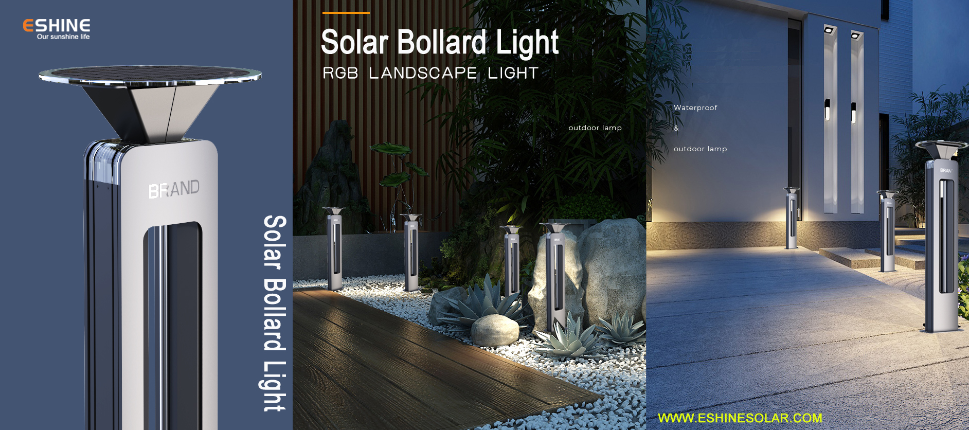 2021 Newest Solar pillar light Voice Control 3w Bollard Light Waterproof RGB Aluminum Outdoor Led housing bollard Lighting