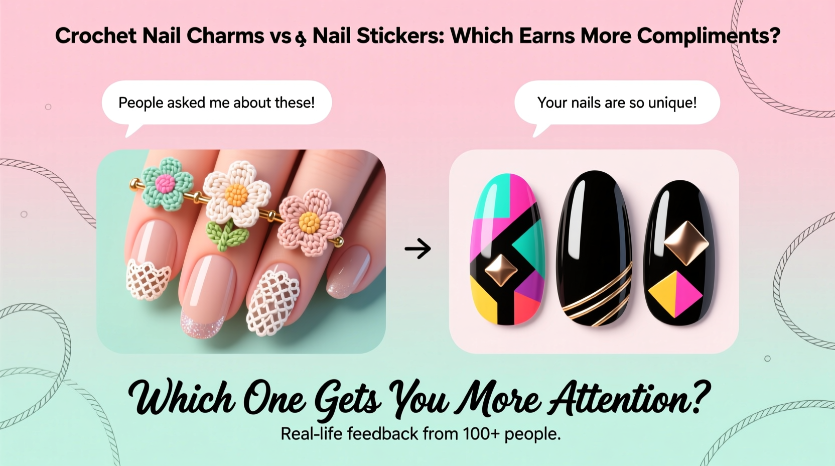 crochet nail charms vs nail stickers which one gives you more compliments