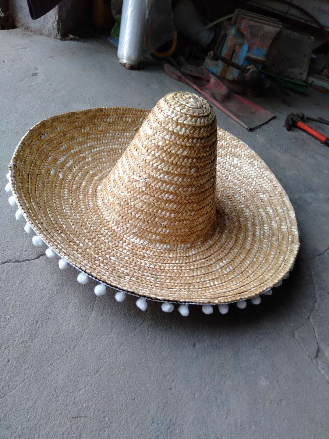 批发廉价定制多彩阔条纹墨西哥稻草宽边帽