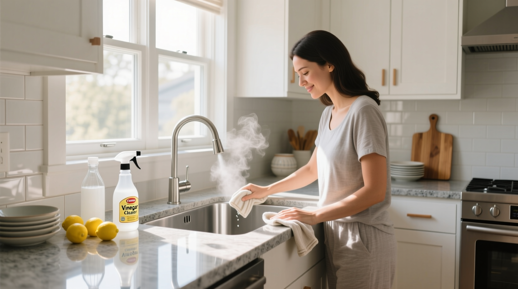 cleaning kitchen with vinegar
