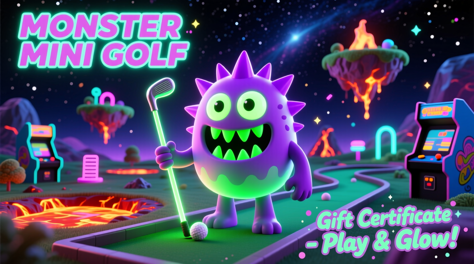 monster mini golf gift certificates give the glow in the dark fun