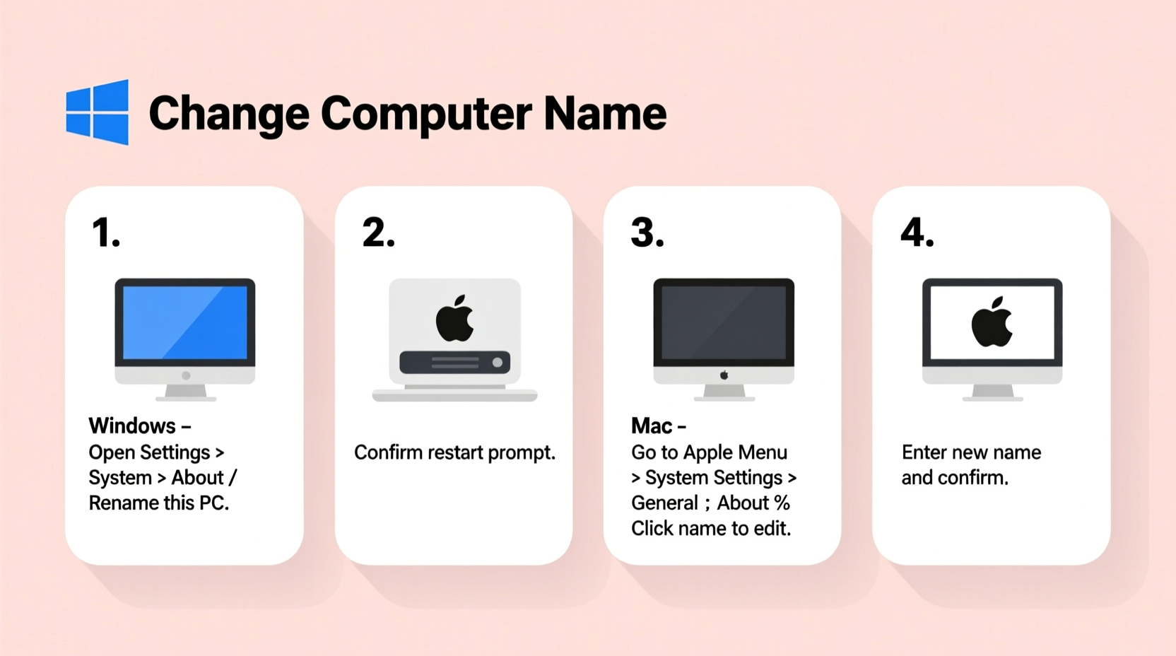 simple steps to change your computers name across windows and mac