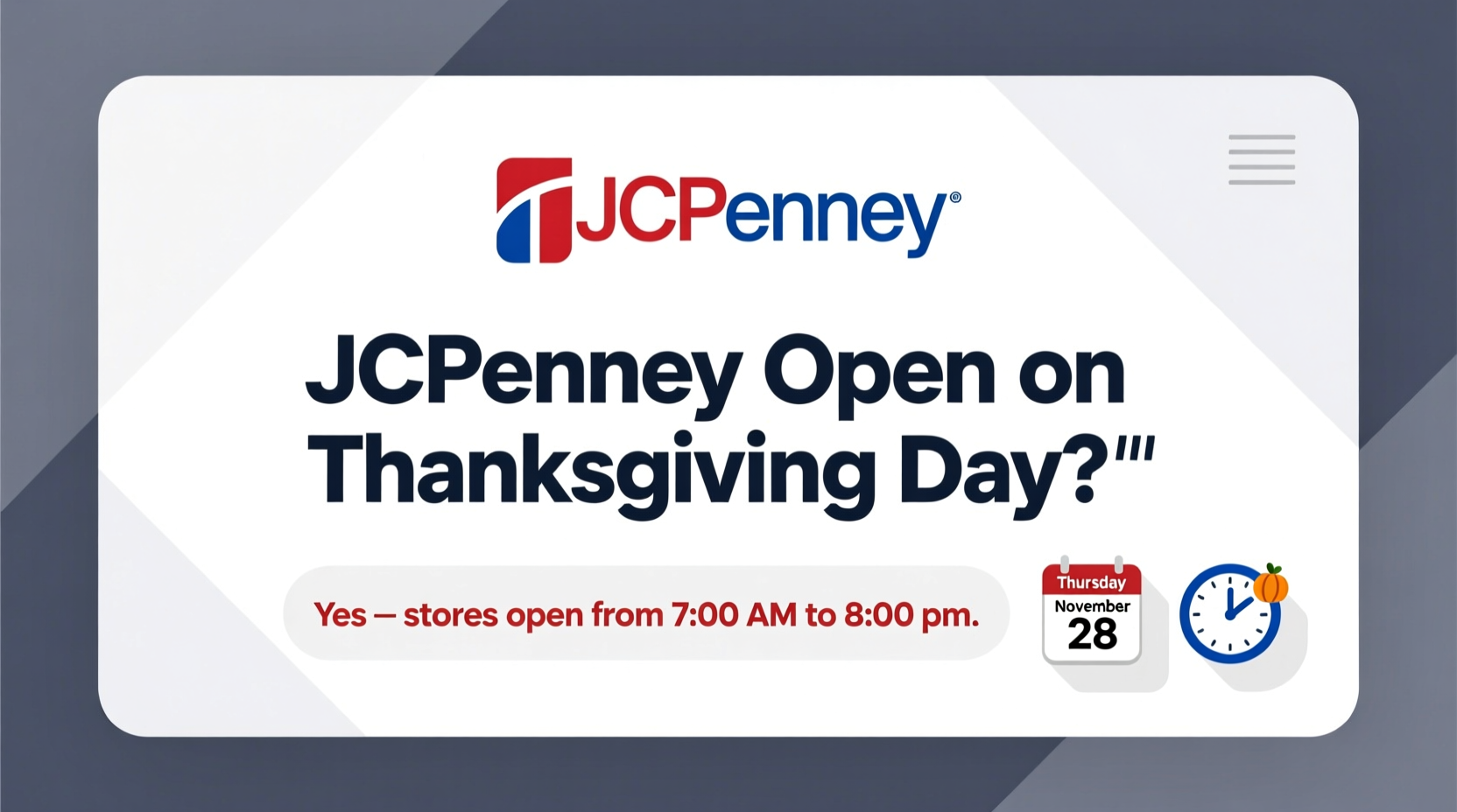 is jcpenney open on thanksgiving day